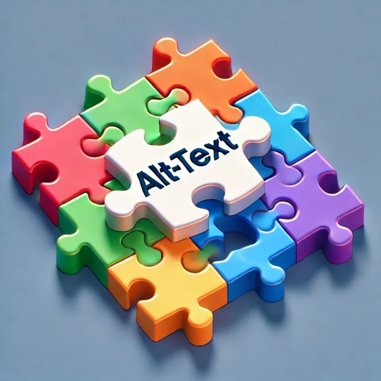 Bunte Puzzleteile mit einem weißen Puzzleteil in der Mitte auf dem Alt-Text steht
